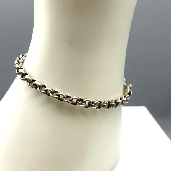 Vintage Sterling Silver Rolo Links Chain Bracelet - Picture 3 of 5